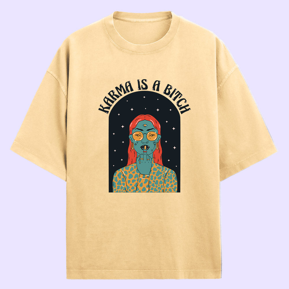 Karma Is A Bit*h (Front Print) Oversized T-Shirt