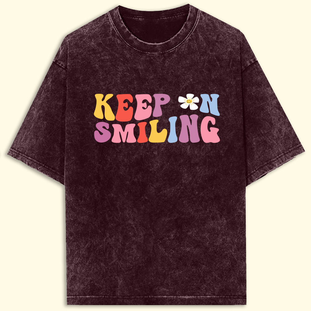 Keep On Smiling Acid Wash Oversized T-Shirt
