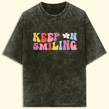 Keep On Smiling Acid Wash Oversized T-Shirt
