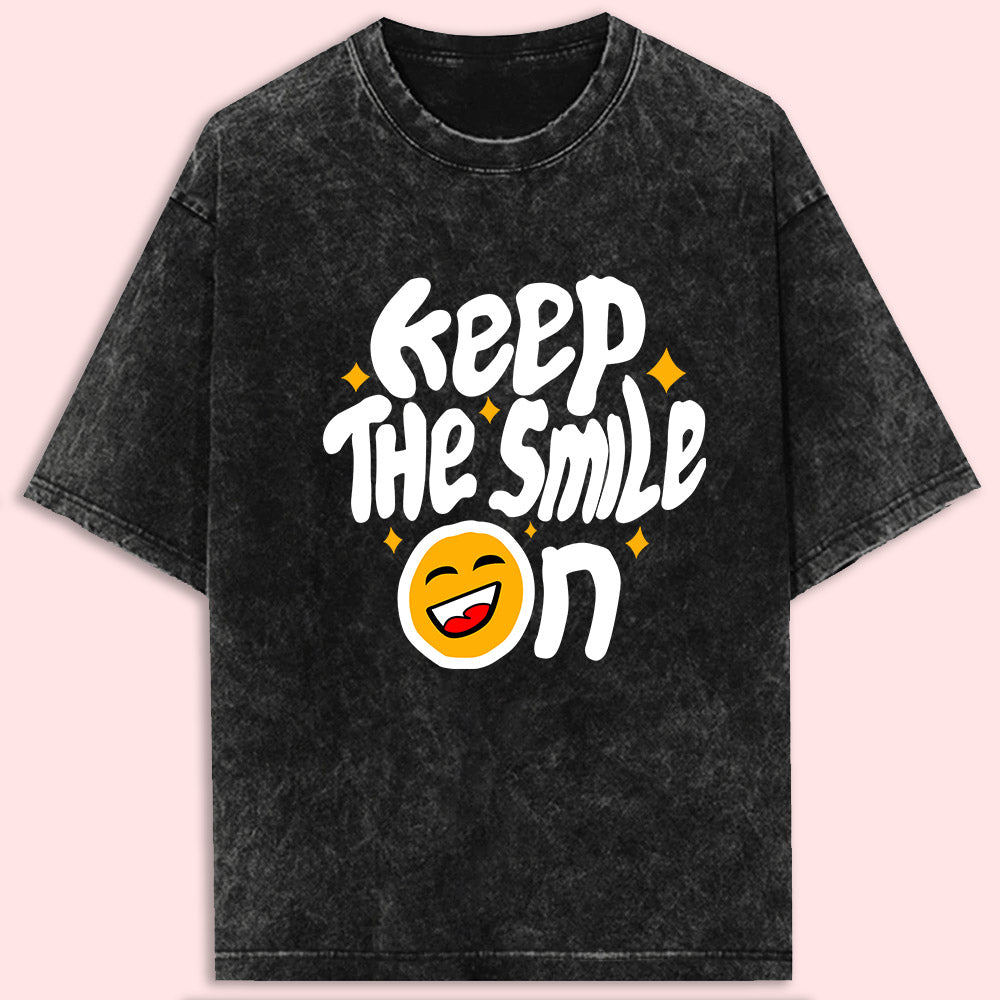 Keep The Smile On Acid Wash Oversized T-Shirt - Soul & Peace