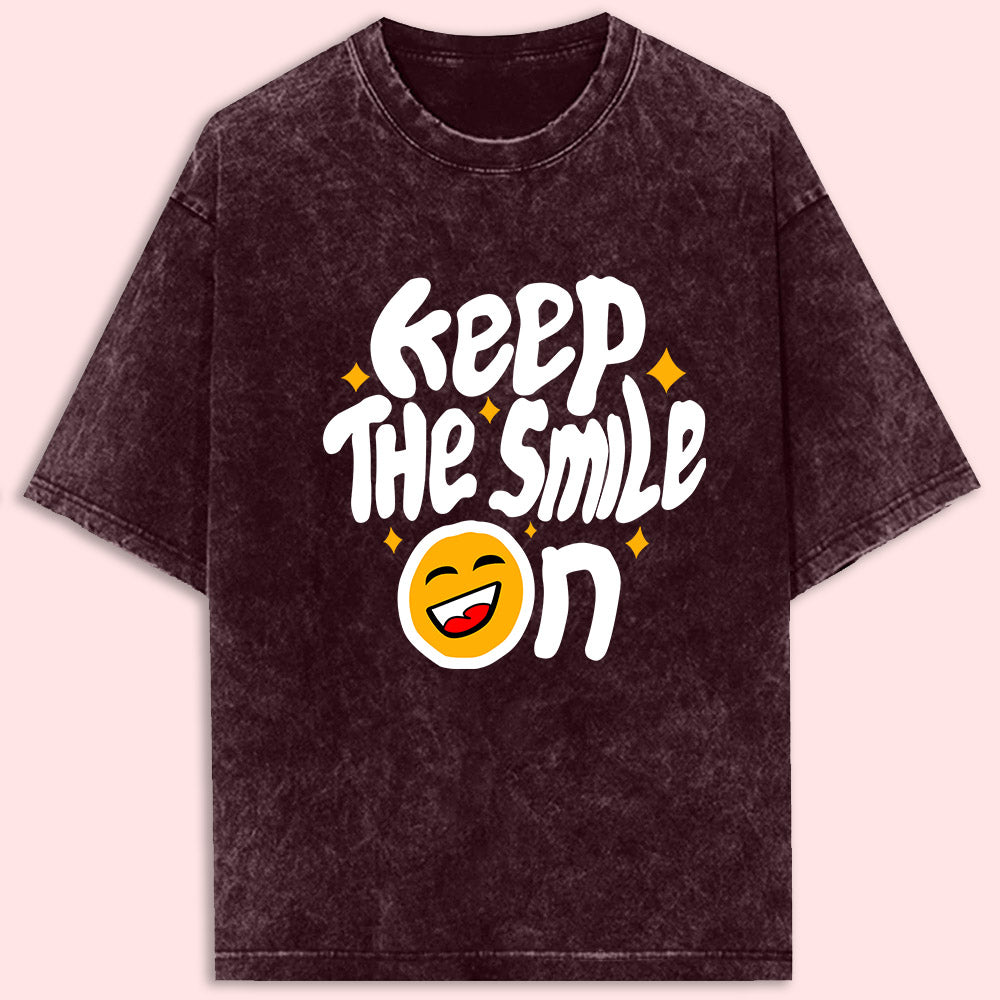 Keep The Smile On Acid Wash Oversized T-Shirt - Soul & Peace