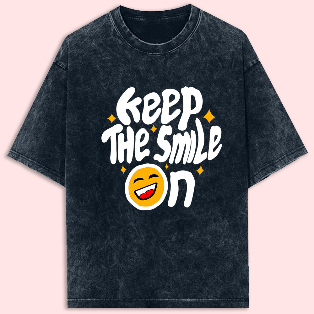 Keep The Smile On Acid Wash Oversized T-Shirt - Soul & Peace