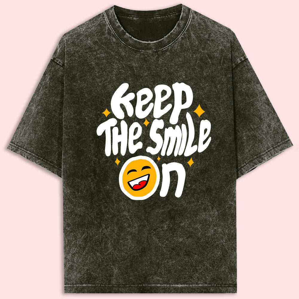 Keep The Smile On Acid Wash Oversized T-Shirt - Soul & Peace