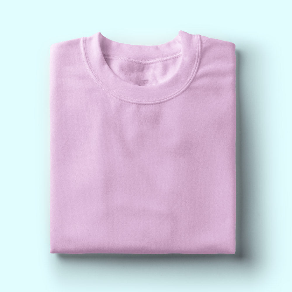 Solid: Light Pink Round Neck T-Shirt