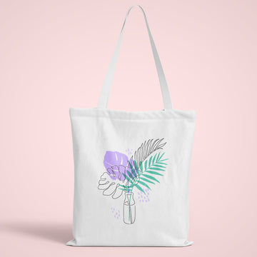 Line Art Leaves Tote Bag