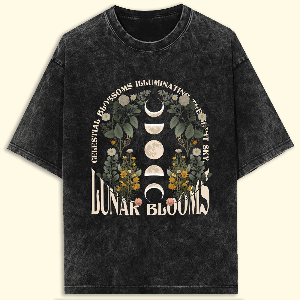 Lunar Blooms Acid Wash Oversized T-Shirt - Soul & Peace