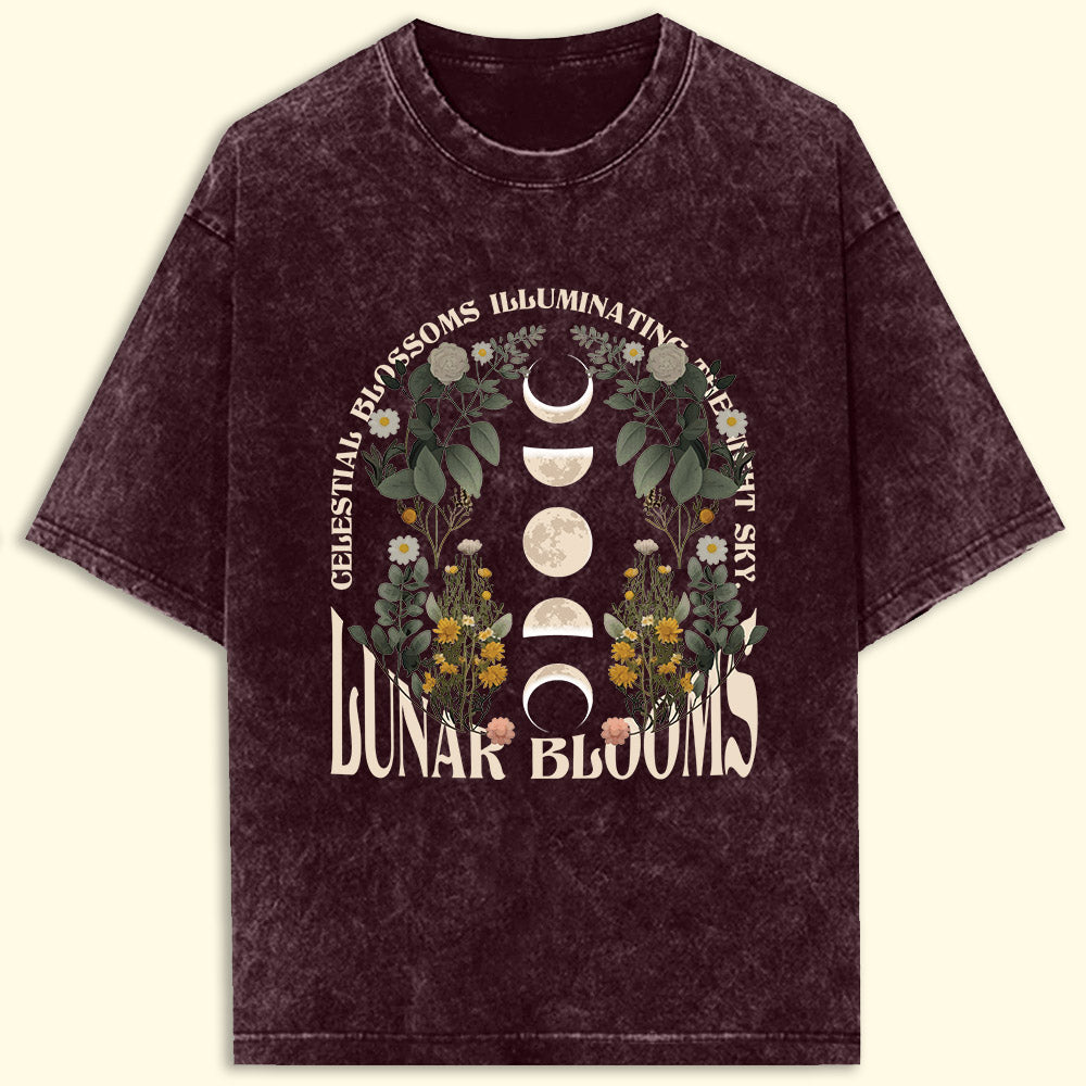 Lunar Blooms Acid Wash Oversized T-Shirt - Soul & Peace