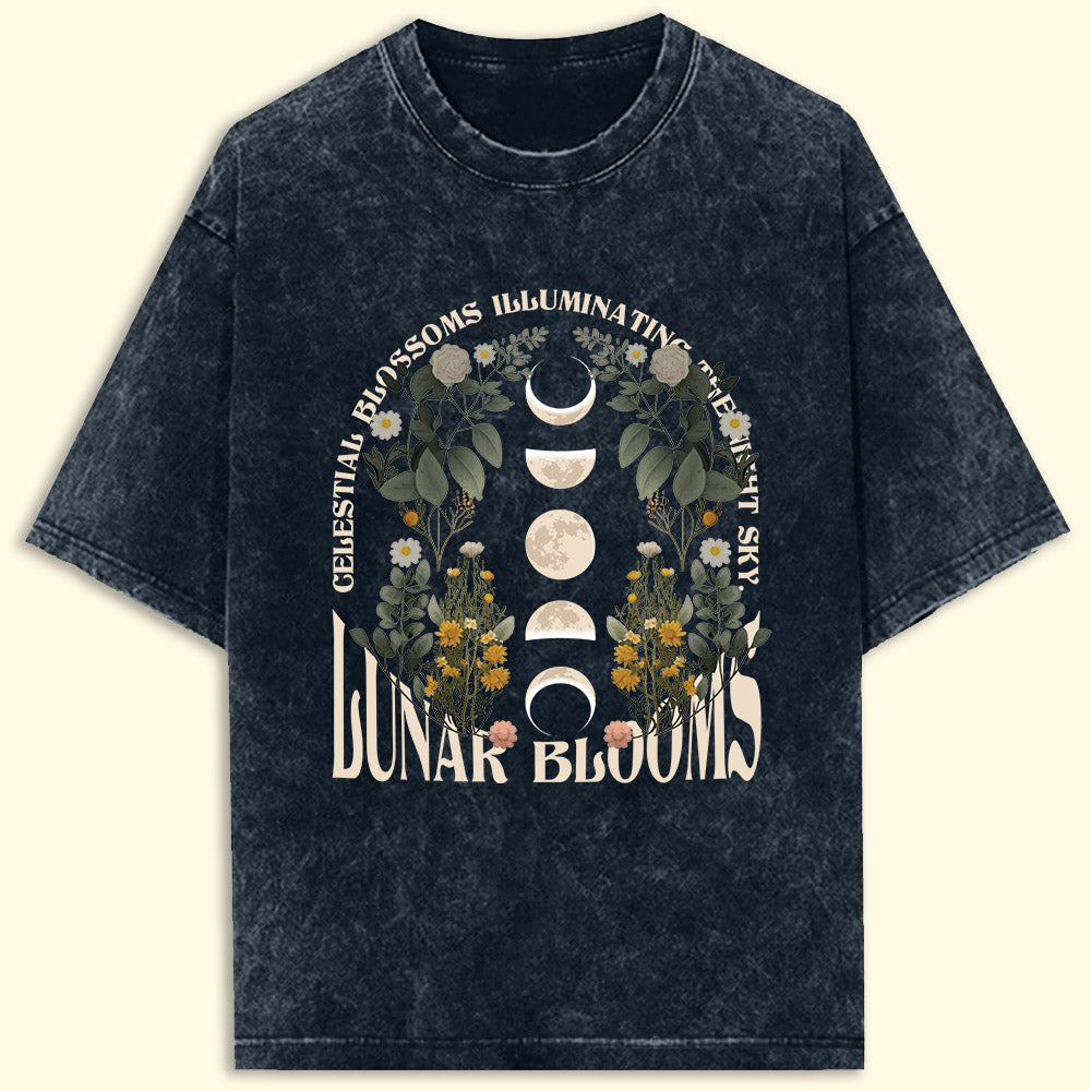 Lunar Blooms Acid Wash Oversized T-Shirt - Soul & Peace