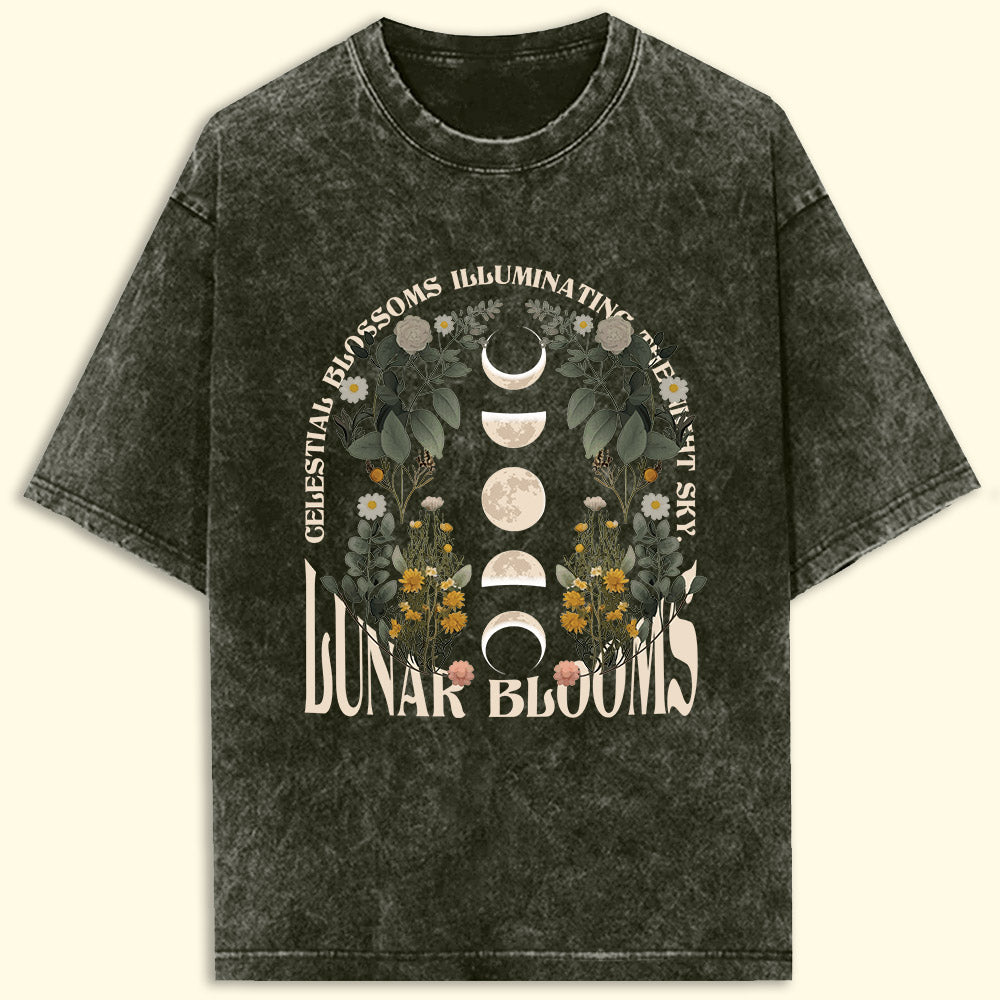 Lunar Blooms Acid Wash Oversized T-Shirt - Soul & Peace