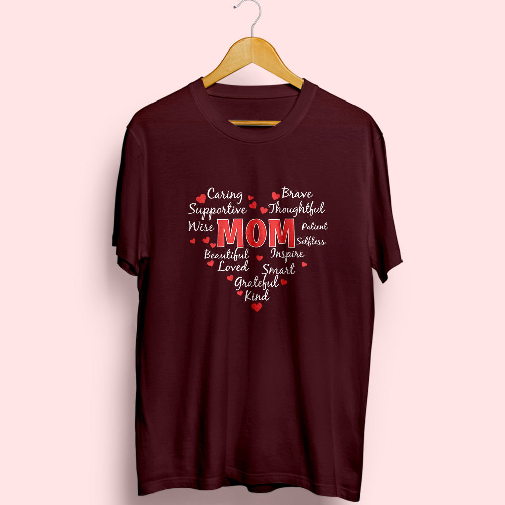 Mom Heart Half Sleeve T-Shirt