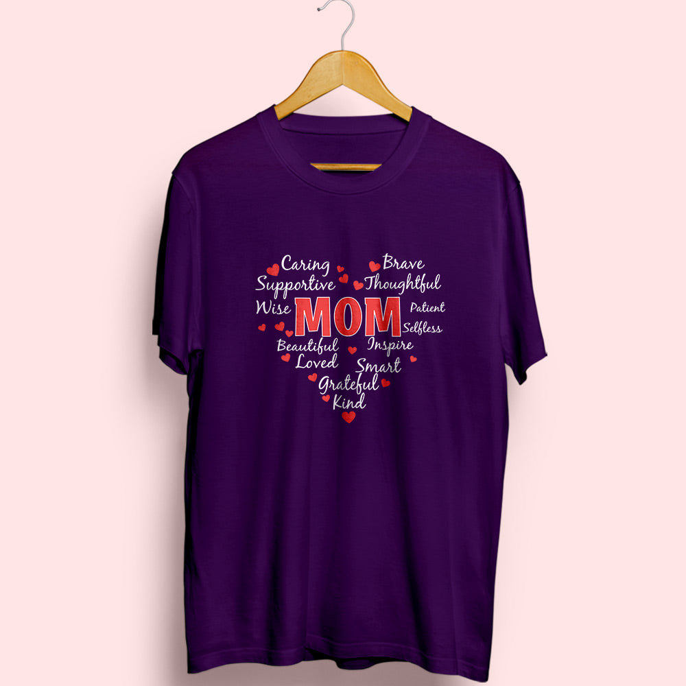 Mom Heart Half Sleeve T-Shirt