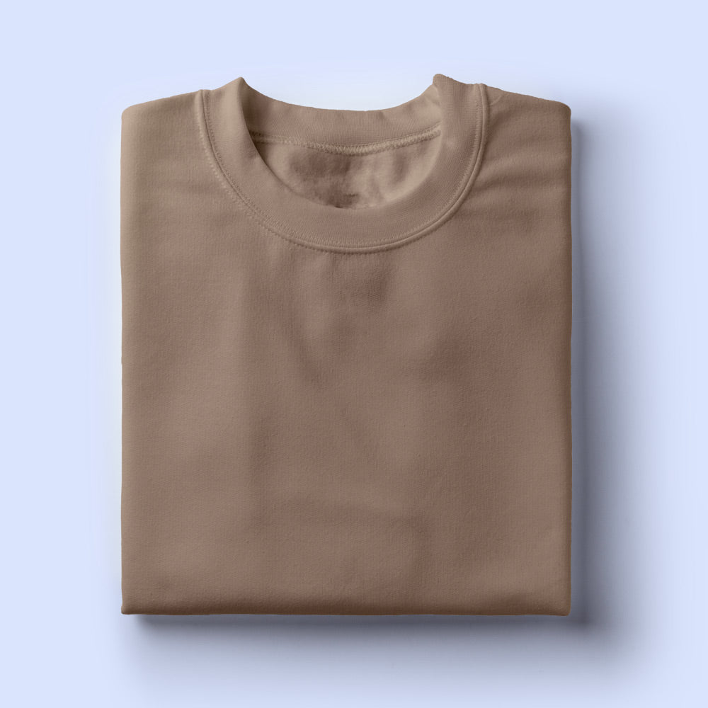 Solid: Mushroom Round Neck T-Shirt