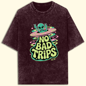 No Bad Trips Acid Wash Oversized T-Shirt