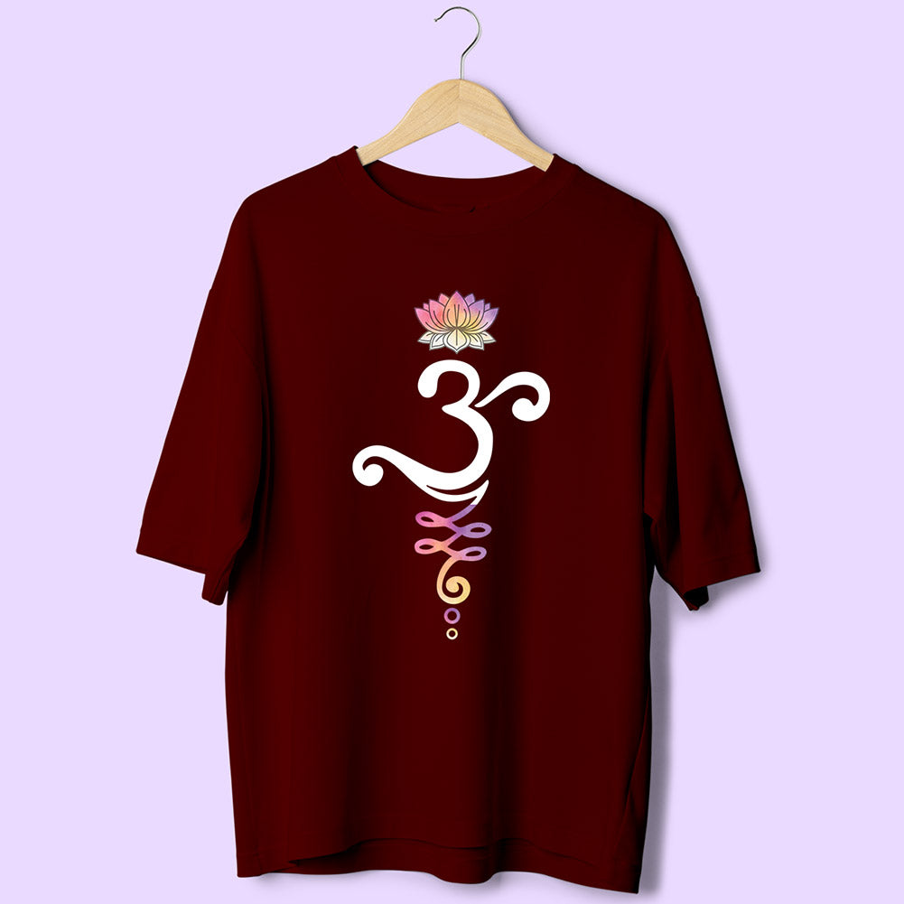 Om Lotus (Front Print) Oversized T-Shirt