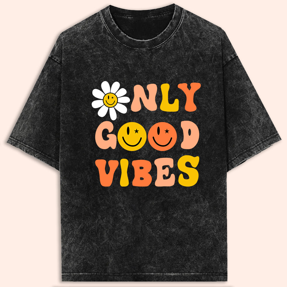 Only Good Vibes Acid Wash Oversized T-Shirt - Soul & Peace