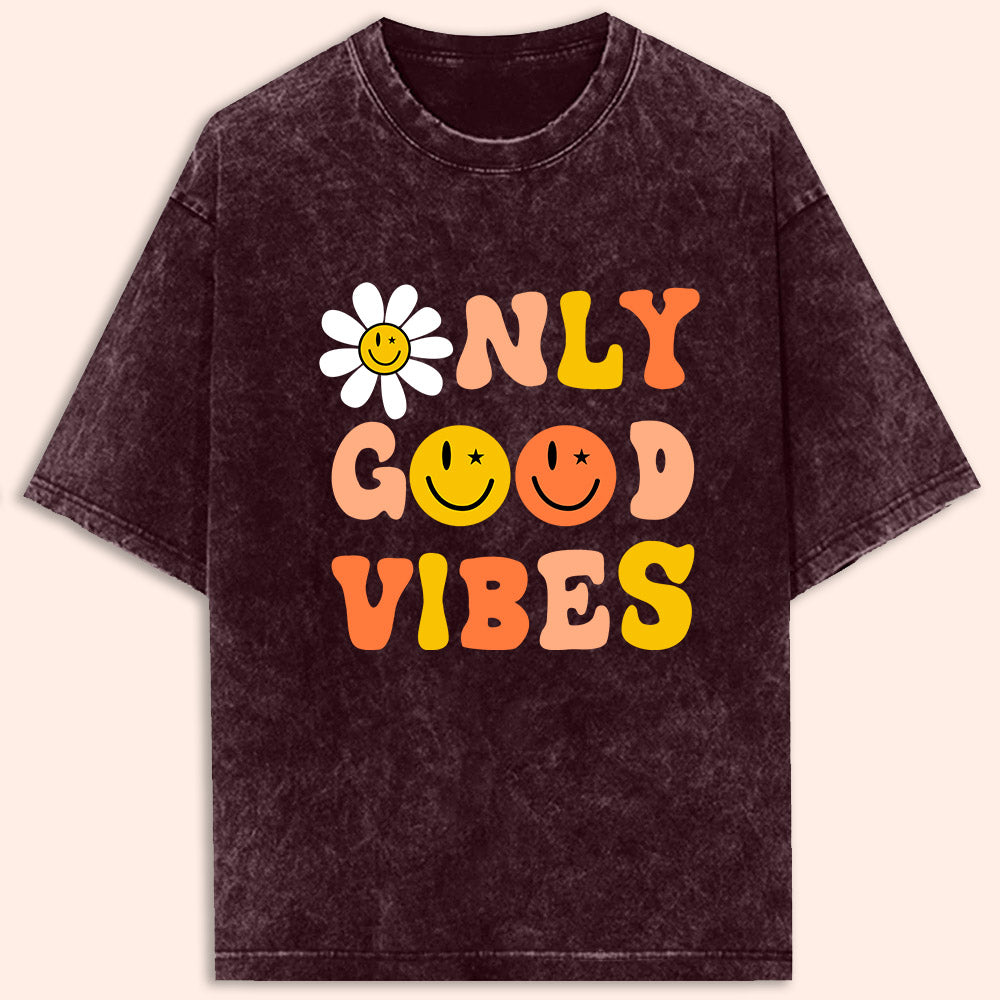 Only Good Vibes Acid Wash Oversized T-Shirt - Soul & Peace
