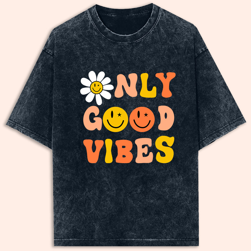 Only Good Vibes Acid Wash Oversized T-Shirt - Soul & Peace