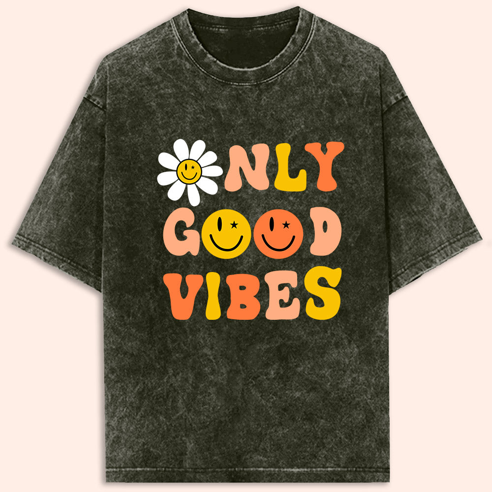 Only Good Vibes Acid Wash Oversized T-Shirt - Soul & Peace