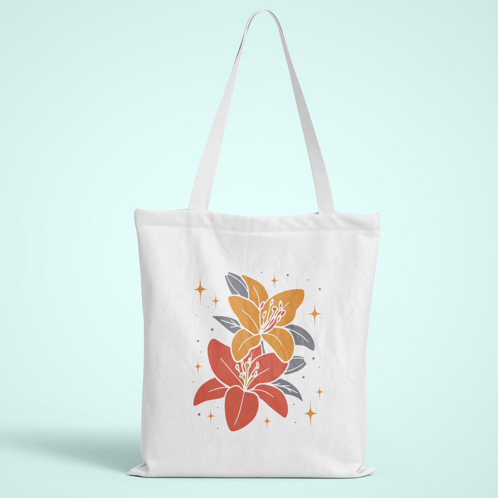 Orchid Flowers Leaves Tote Bag
