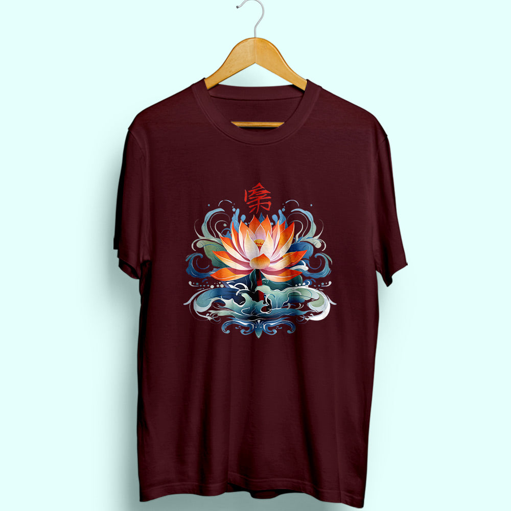 Oriental Lotus Half Sleeve T-Shirt