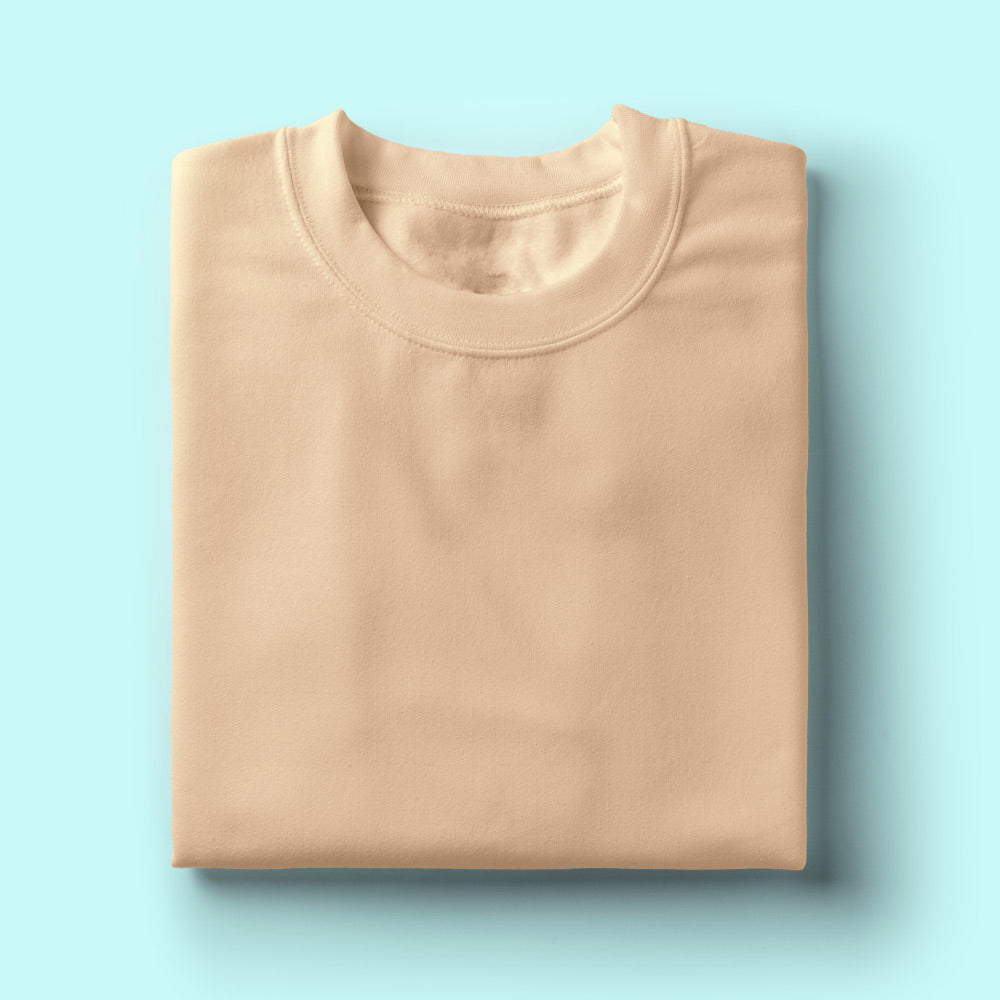 Solid: Peach Round Neck T-Shirt