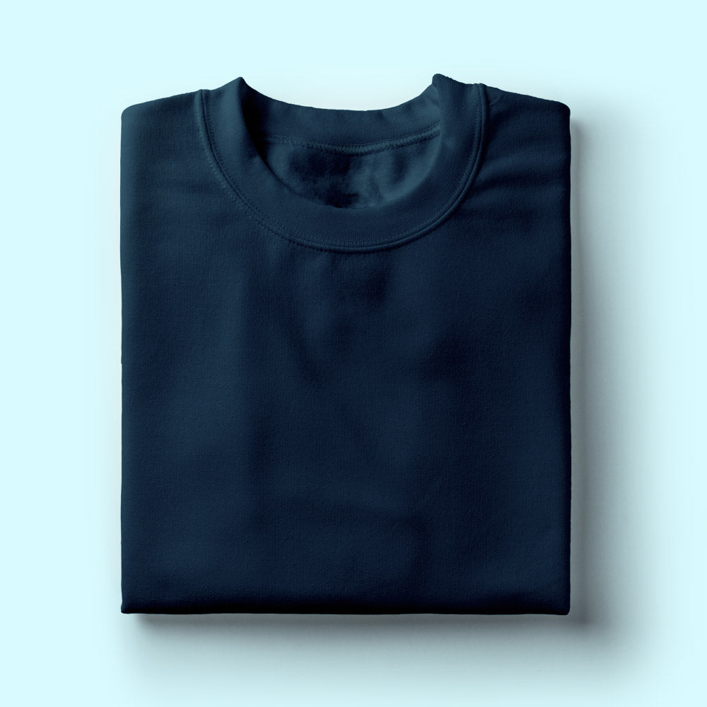 Solid: Petrol Blue Round Neck T-Shirt