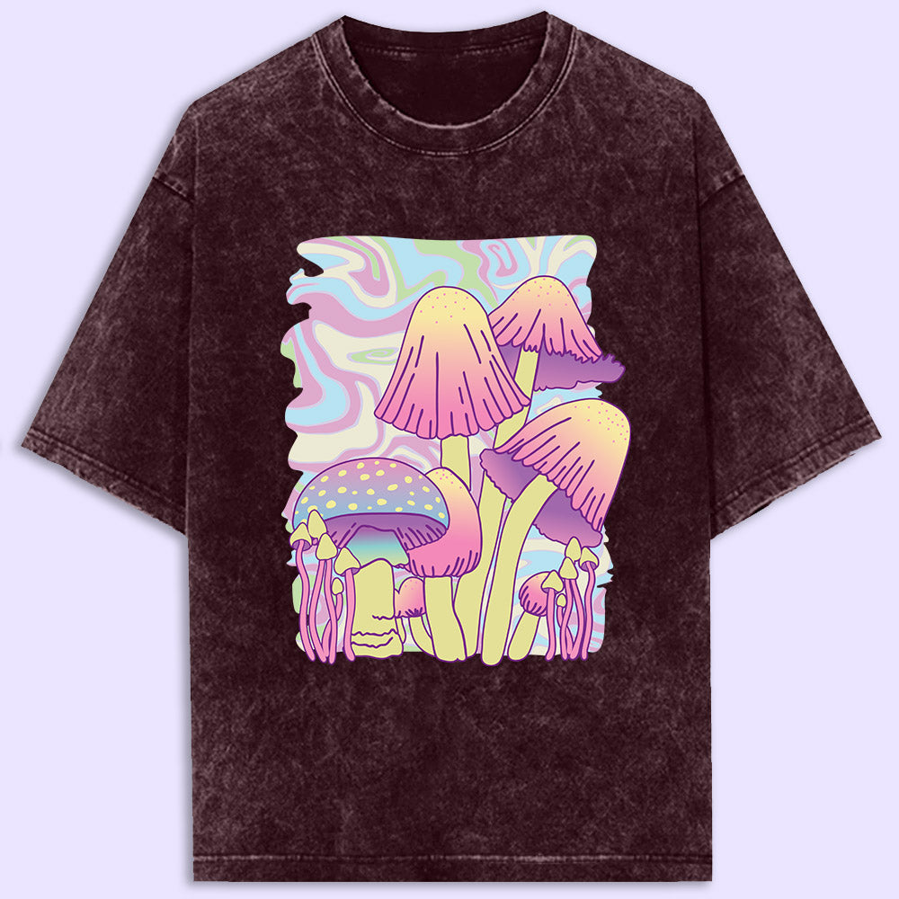 Psychedelic Mushrooms  Acid Wash Oversized T-Shirt - Soul & Peace