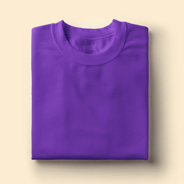 Solid: Purple Round Neck T-Shirt
