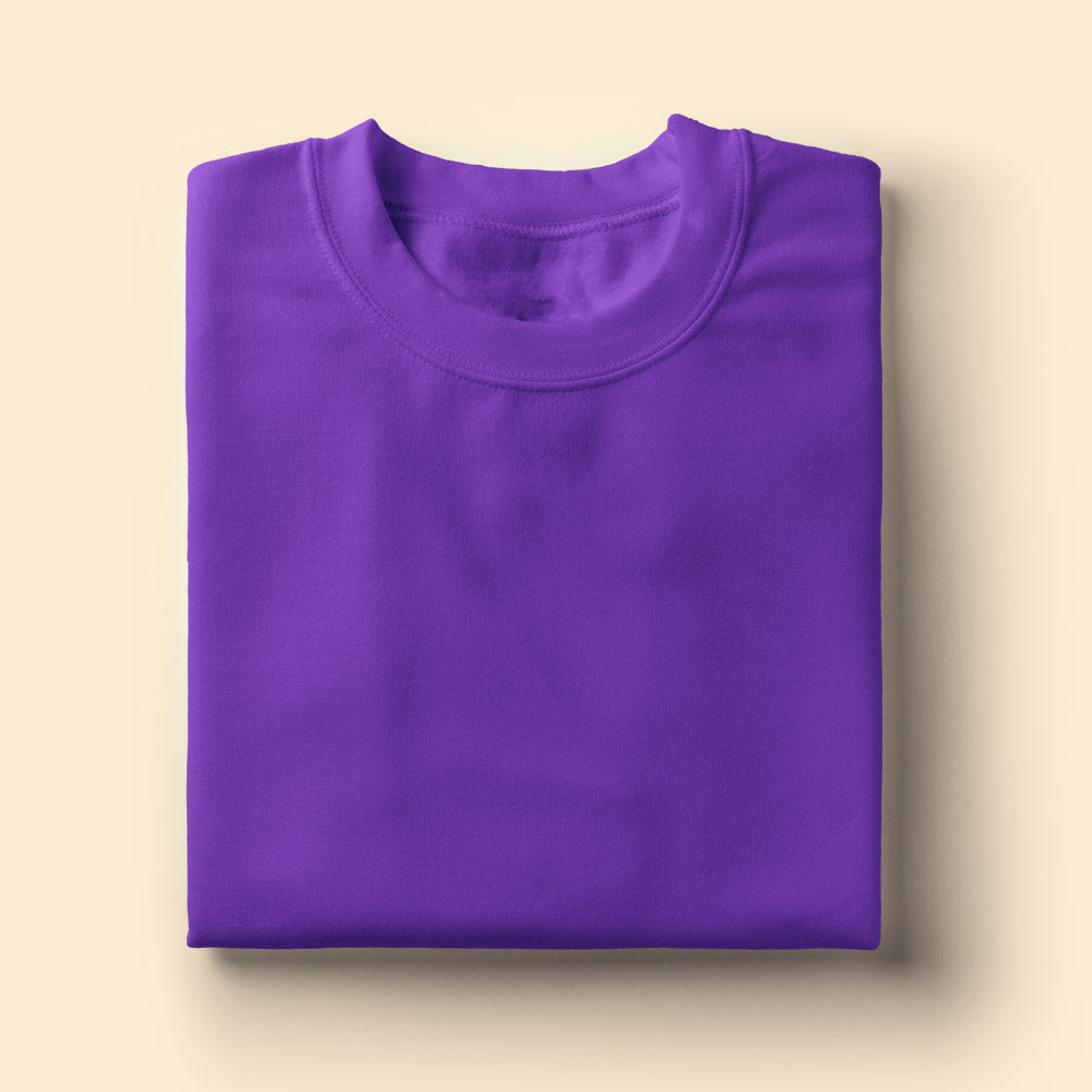Solid: Purple Round Neck T-Shirt - Soul & Peace