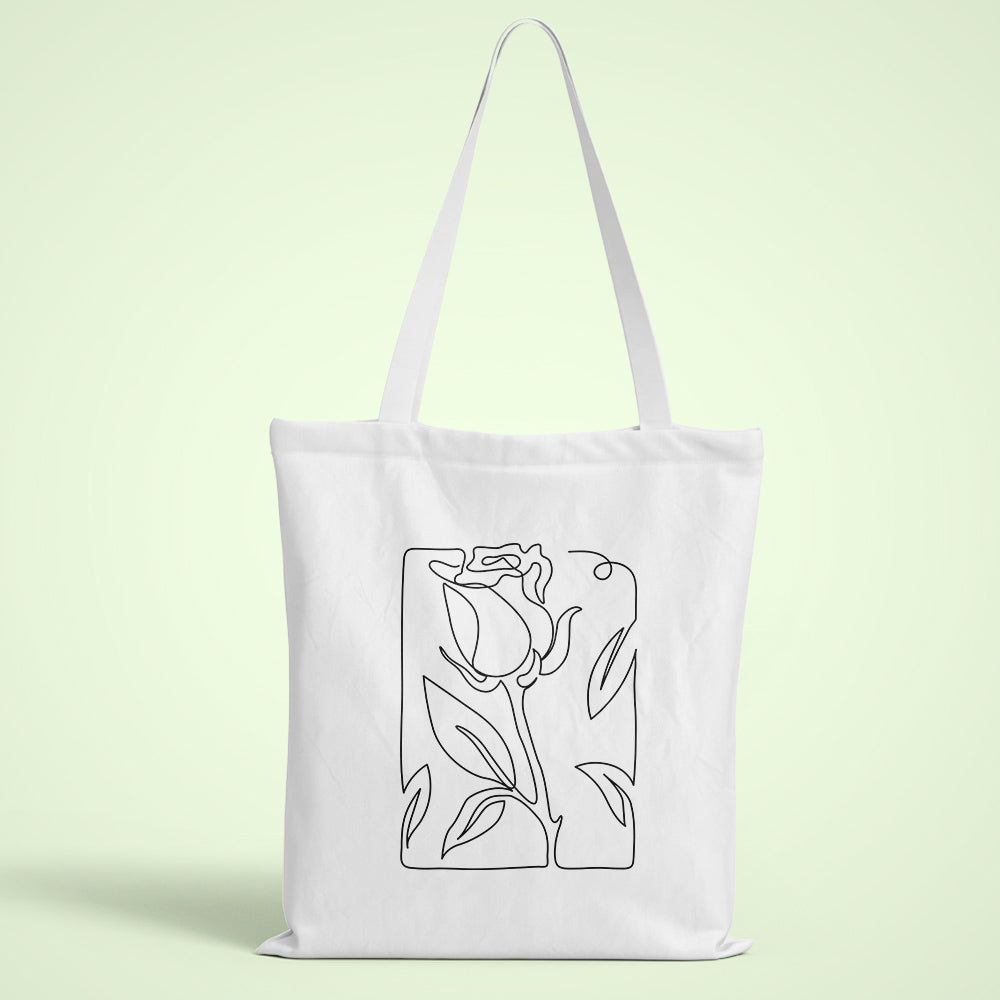 Rose Line Art Tote Bag