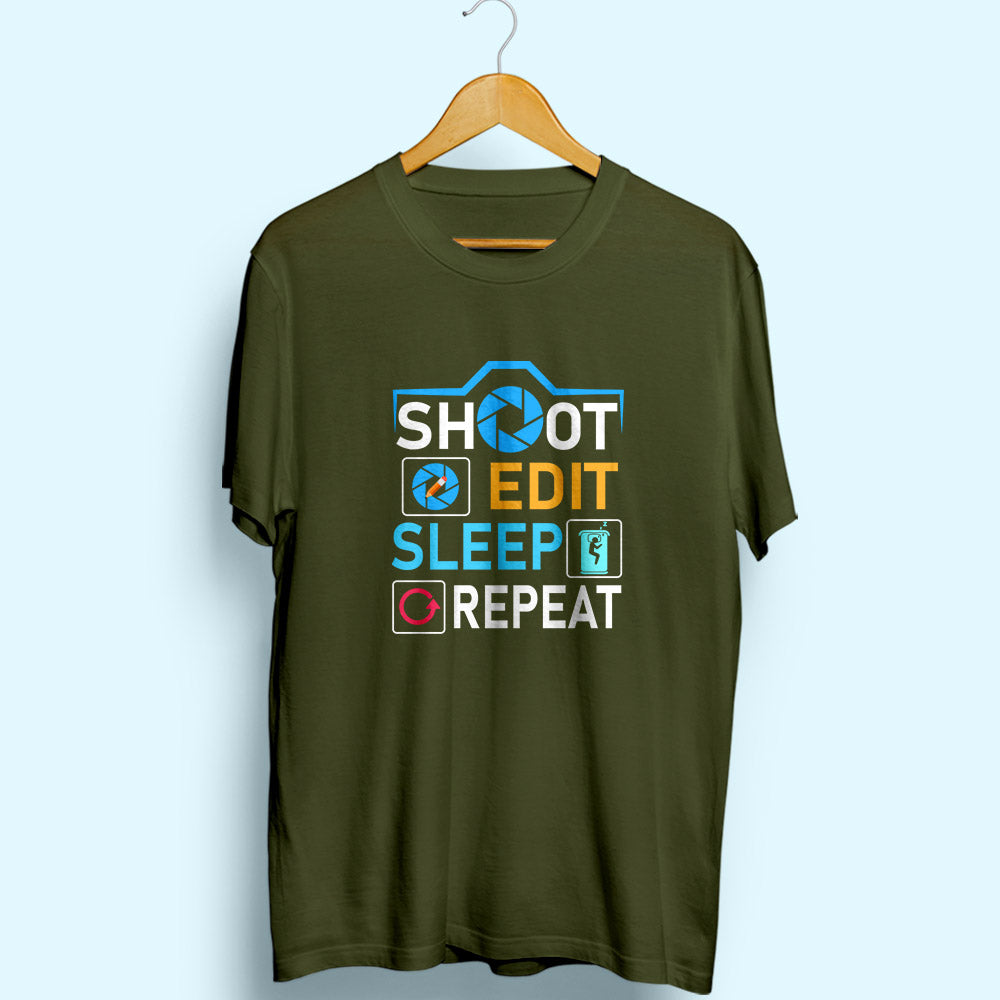 Shoot Edit Sleep Repeat Half Sleeve T-Shirt - Soul & Peace