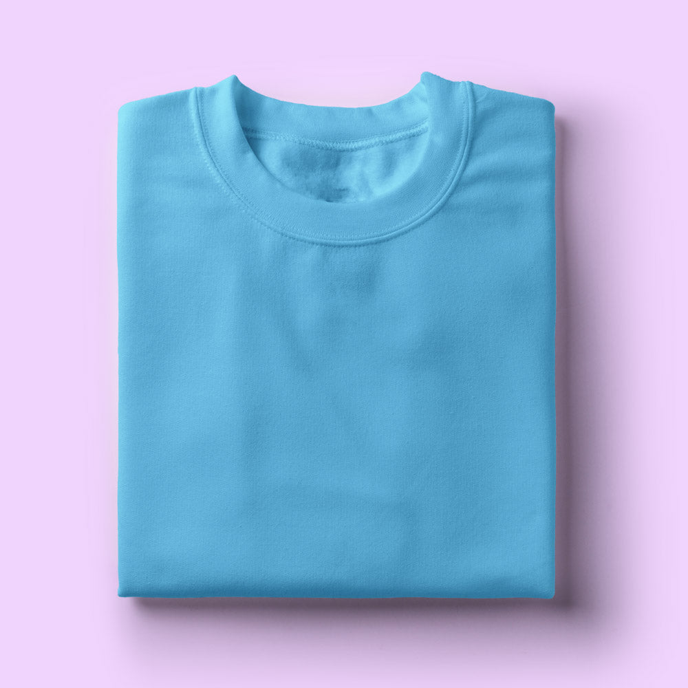 Solid: Sky Blue Round Neck T-Shirt