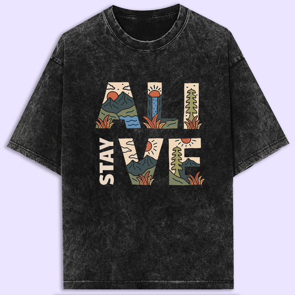 Stay Alive Acid Wash Oversized T-Shirt - Soul & Peace