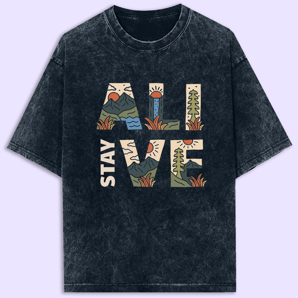 Stay Alive Acid Wash Oversized T-Shirt - Soul & Peace