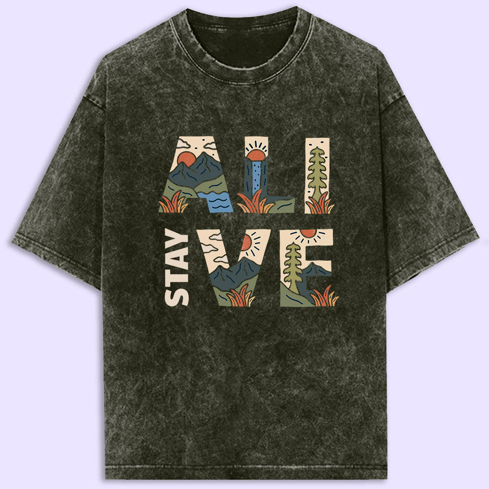 Stay Alive Acid Wash Oversized T-Shirt - Soul & Peace