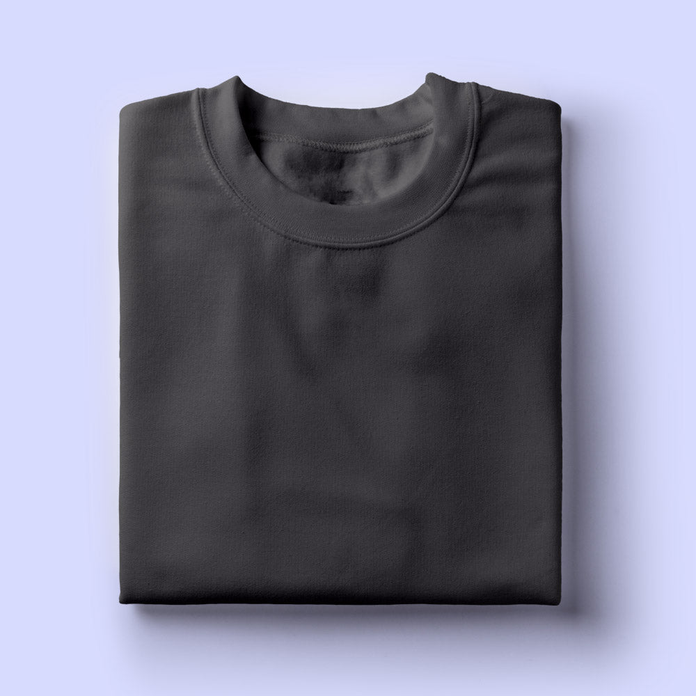 Solid: Steel Grey Round Neck T-Shirt