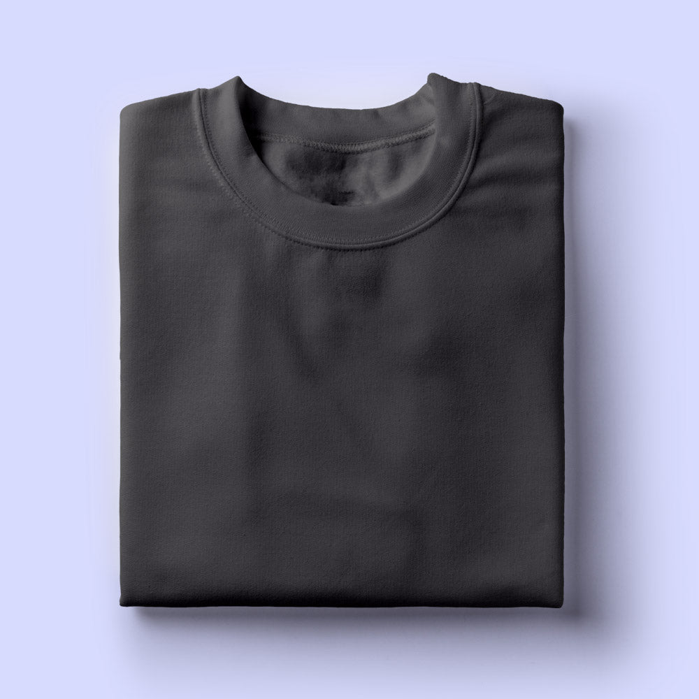 Solid: Steel Grey Round Neck T-Shirt - Soul & Peace