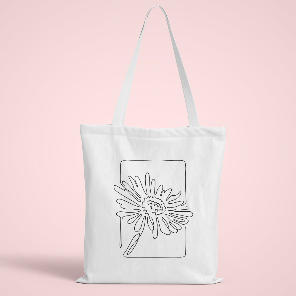Sunflower Line Art Tote Bag