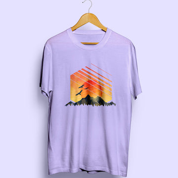 Sunset & Mountains Half Sleeve T-Shirt