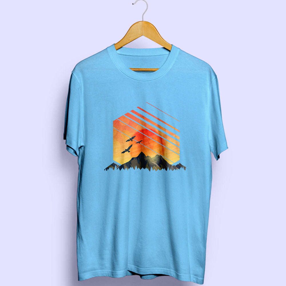 Sunset & Mountains Half Sleeve T-Shirt - Soul & Peace