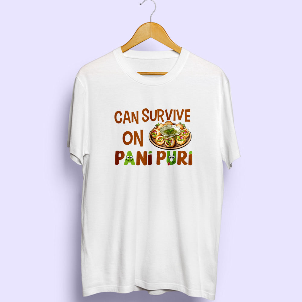 Can Survive On Pani Puri Half Sleeve T-Shirt