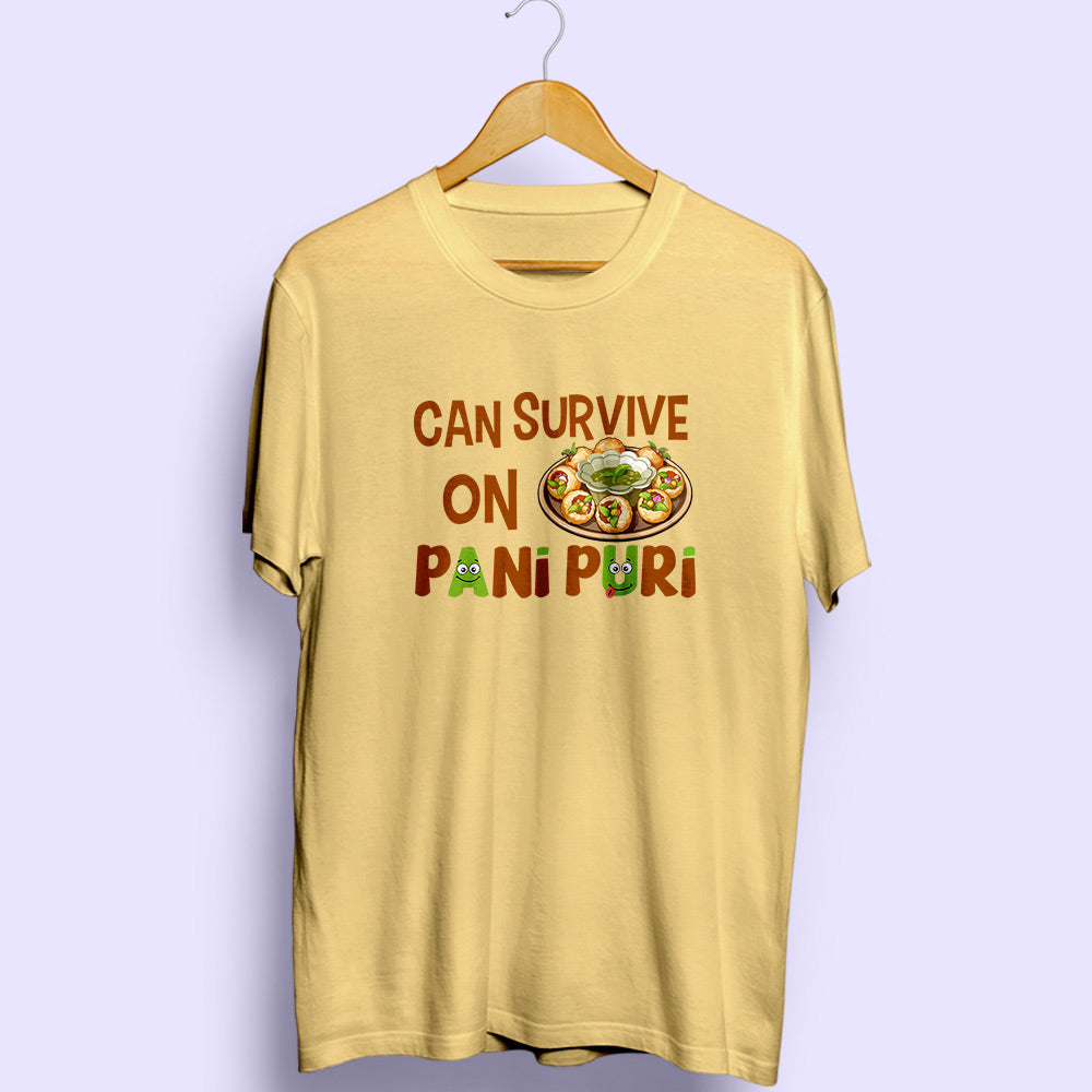 Can Survive On Pani Puri Half Sleeve T-Shirt