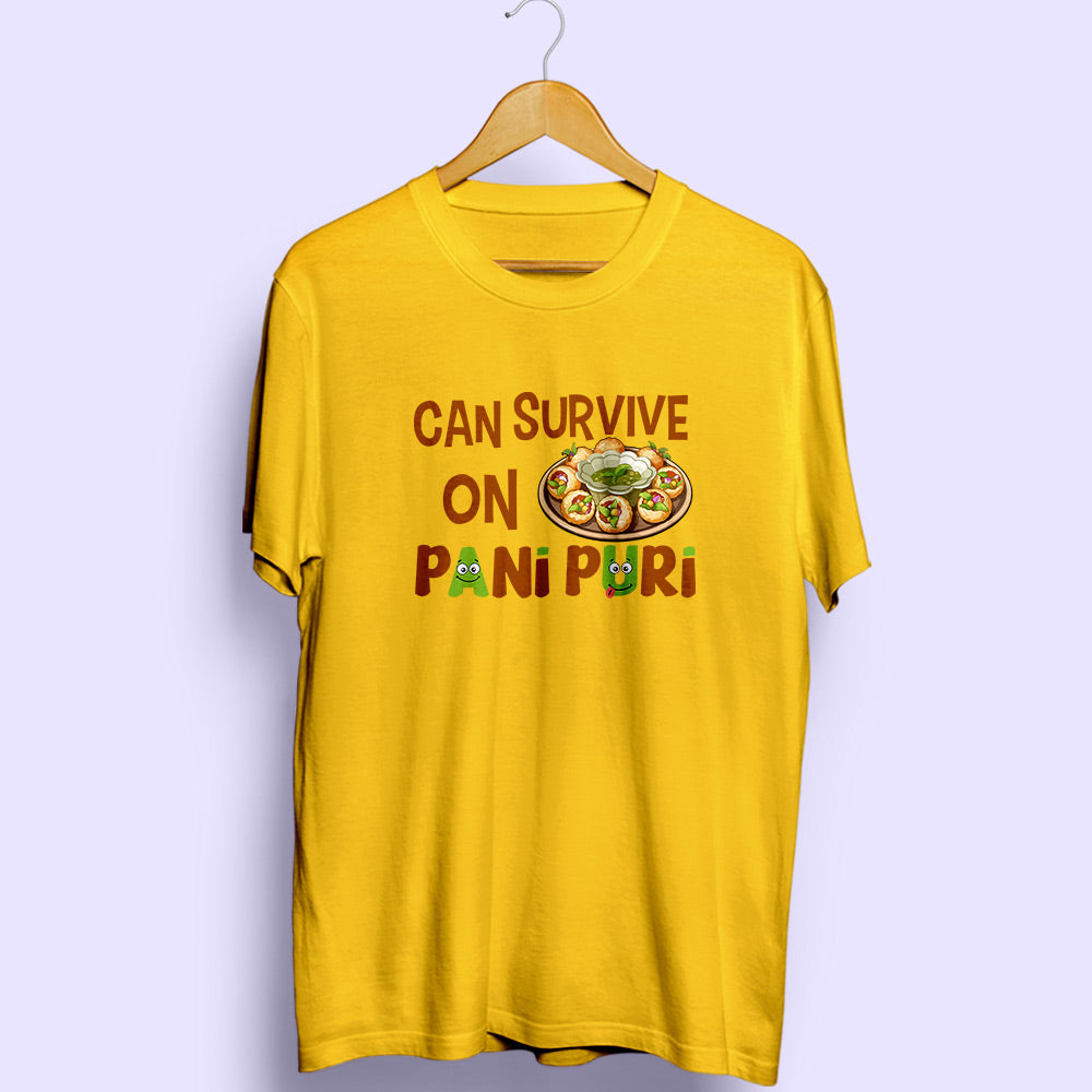 Can Survive On Pani Puri Half Sleeve T-Shirt