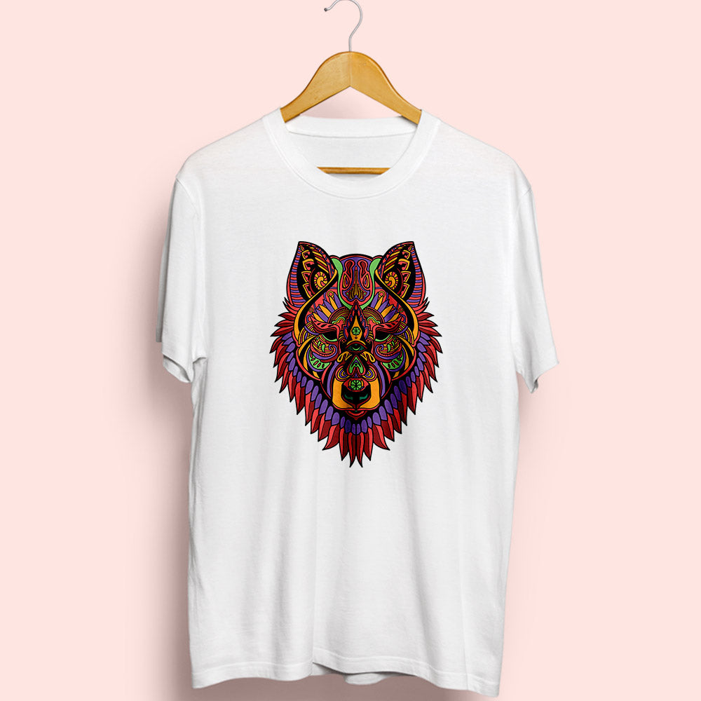 Tribal Wolf Half Sleeve T-Shirt