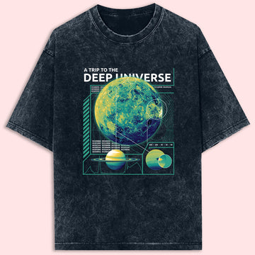 Trip To The Universe Acid Wash Oversized T-Shirt