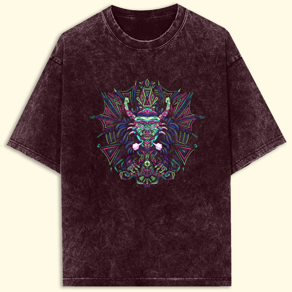 Trippy Dragon Acid Wash Oversized T-Shirt - Soul & Peace