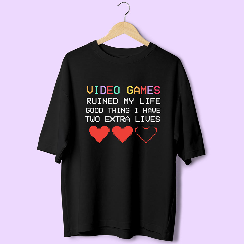 Two Extra Lives (Front Print) Oversized T-Shirt
