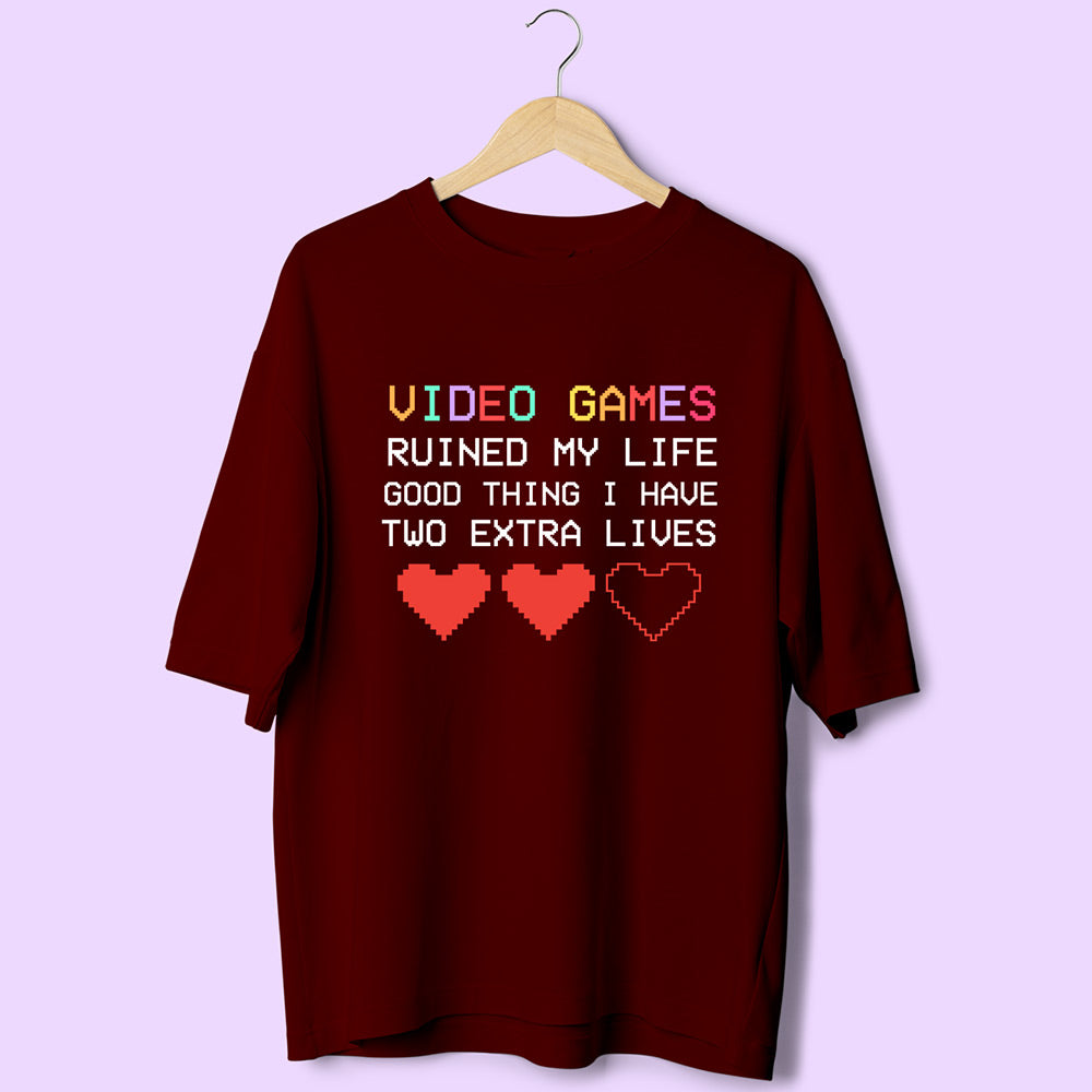 Two Extra Lives (Front Print) Oversized T-Shirt