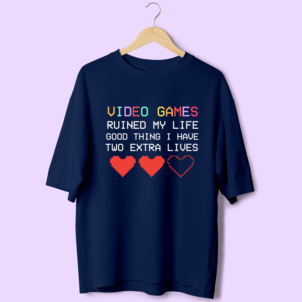 Two Extra Lives (Front Print) Oversized T-Shirt