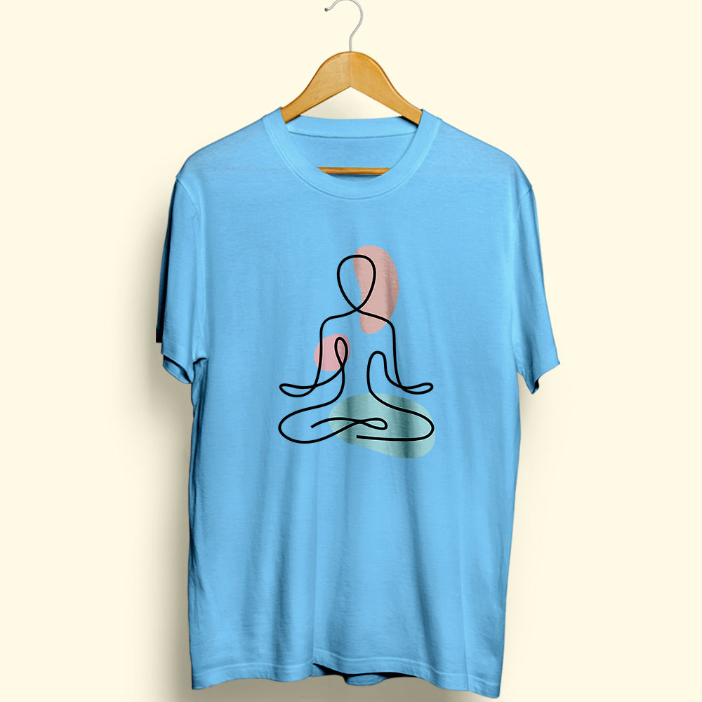 Yoga Line Art Half Sleeve T-Shirt - Soul & Peace